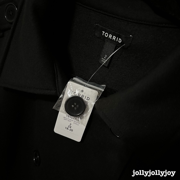 Torrid Fleece Peacoat Jacket Black 2X - Picture 6 of 12